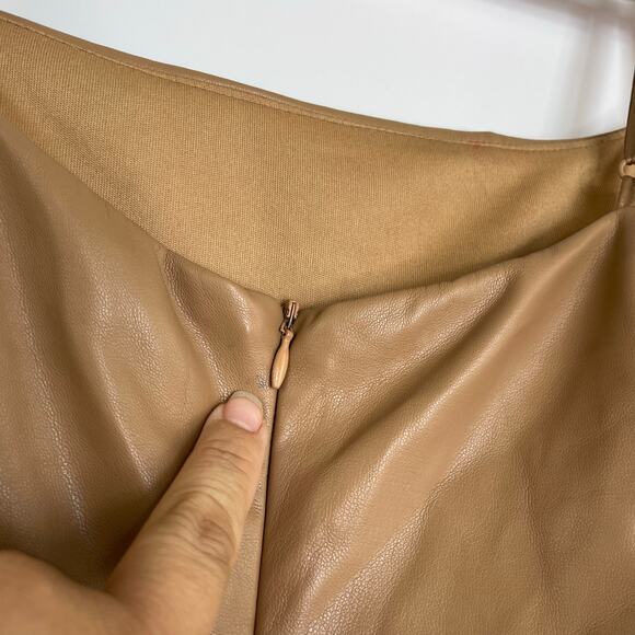 Lulu's Caramel Bodycon Faux Leather Mini Dress Size XL - Picture 10 of 16